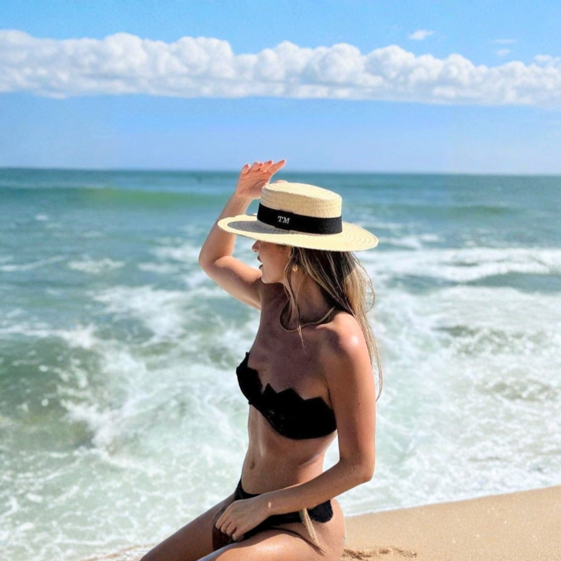 Chapéu modelo Paris palha fina com faixa elástica