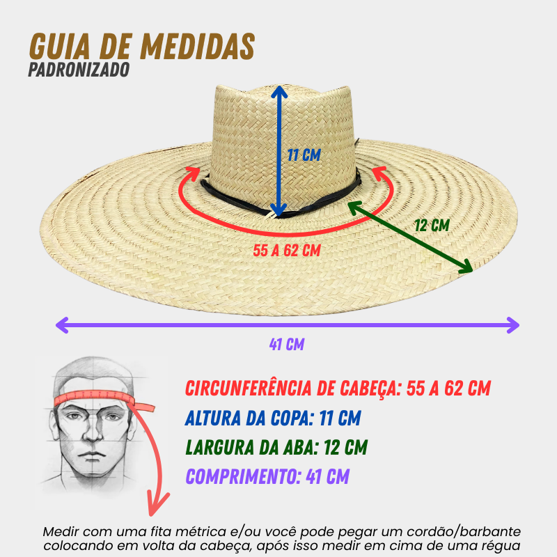 Chapéu modelo Indiano palha fina com bandinha premium