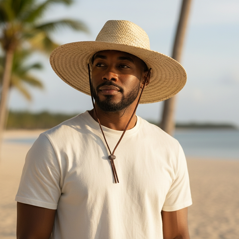 Chapéu Rancheiro palha grossa com tirinha de couro