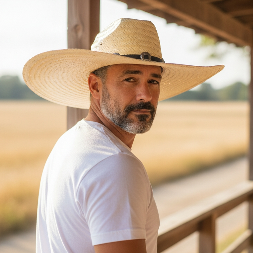 Chapéu modelo Campeiro palha fina com bandinha margaridas