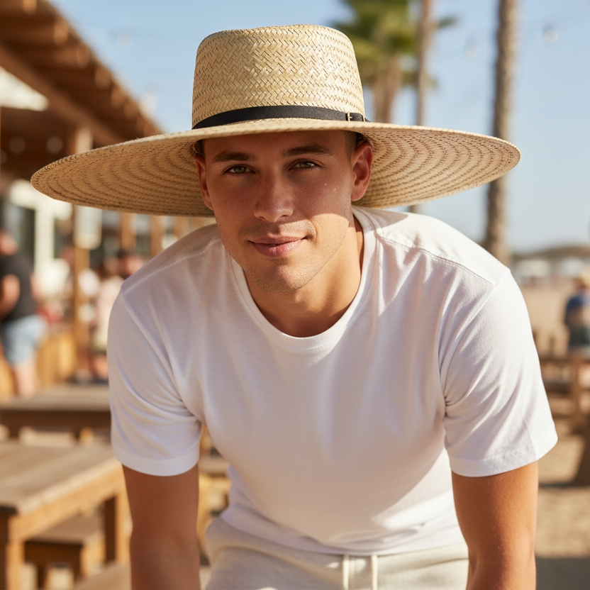 Chapéu modelo Campeiro palha fina com bandinha social