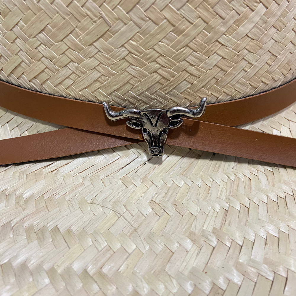 Chapéu modelo Panamá palha fina com bandinha Zebu