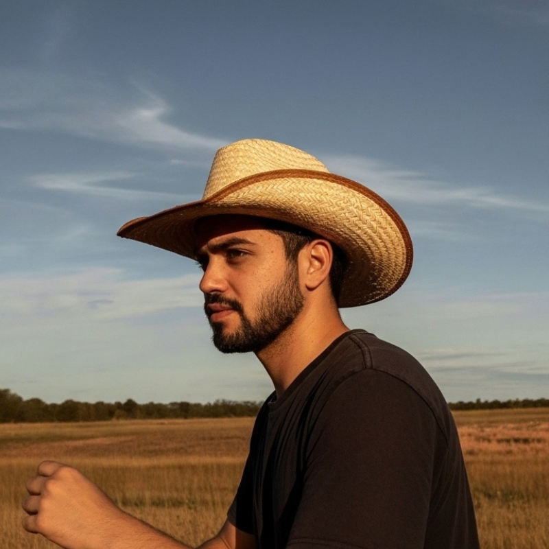 Chapéu modelo Americano palha fina com bandinha Zebu