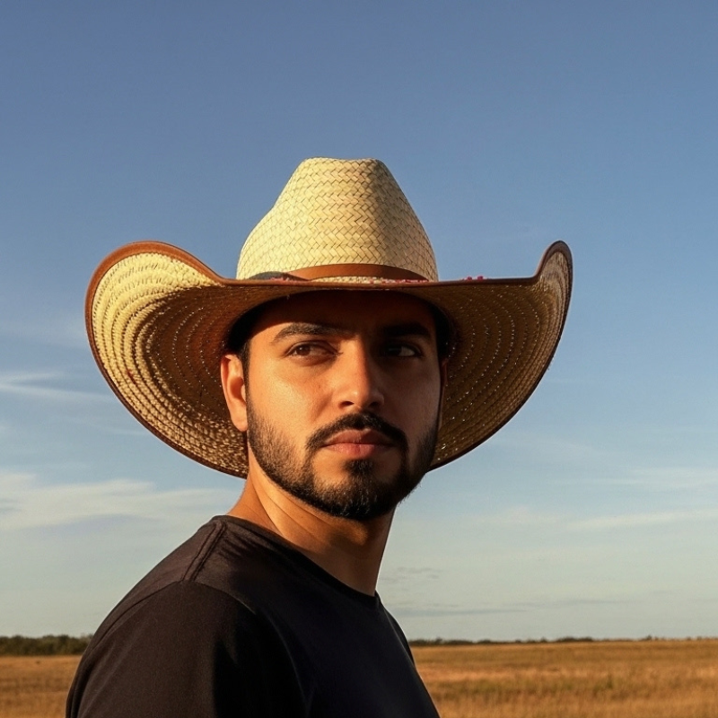 Chapéu modelo Americano palha fina com bandinha Zebu