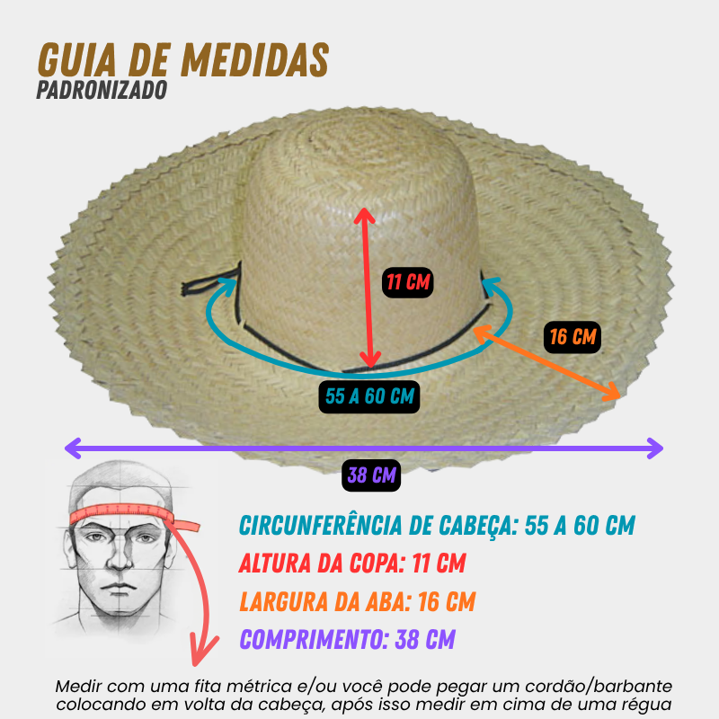 Chapéu modelo Brasília palha grossa com cordão
