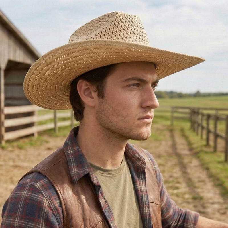 Chapéu de palha cowboy modelo americano