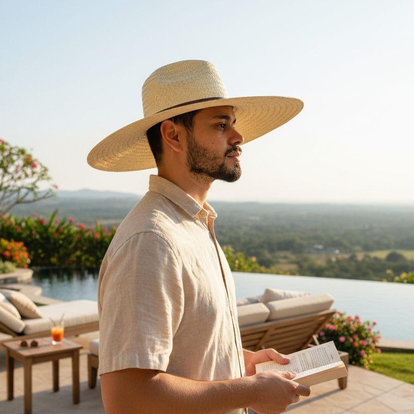 Chapéu modelo Panamá palha fina com bandinha social